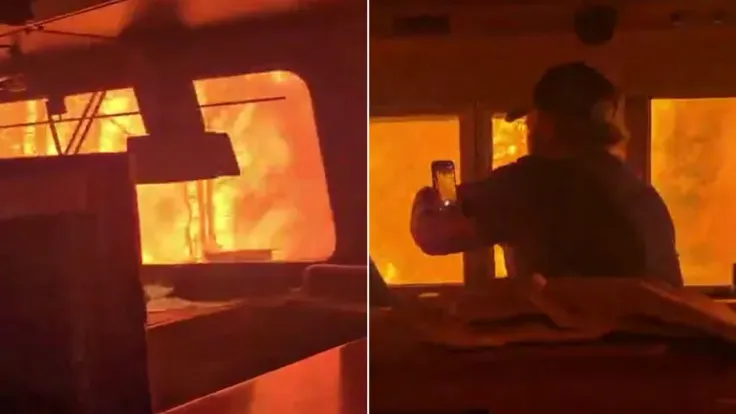 قطار شحن ينجو من حريق أونتاريو: السكك الحديدية تتوقف