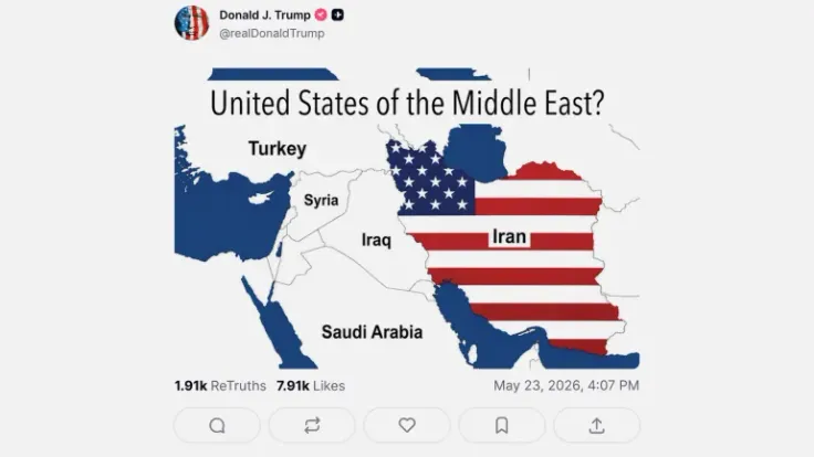 ترمب ينشر خريطة إيران مظللة بالعلم الأمريكي