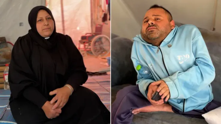 زوجان مقعدين يتعرضان لظروف بؤسية بعد انسحاب كرسيهم الكهربائي في قطاع غزة