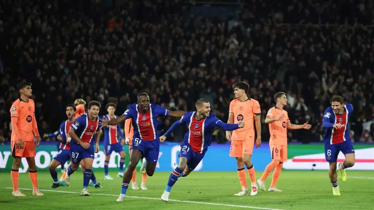 باريس سان جيرمان يحقق فوزًا رباعيًا على برشلونة في دوري الأبطال