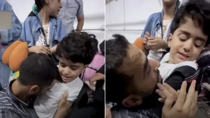 الطفل الفلسطيني الذي لم يتعرف على أبيه بعد غياب طويل بسبب حرب الإبادة