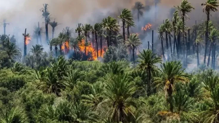 حريق هائل يخطر على واحات أوفوس في المغرب دون خسائر بشرية